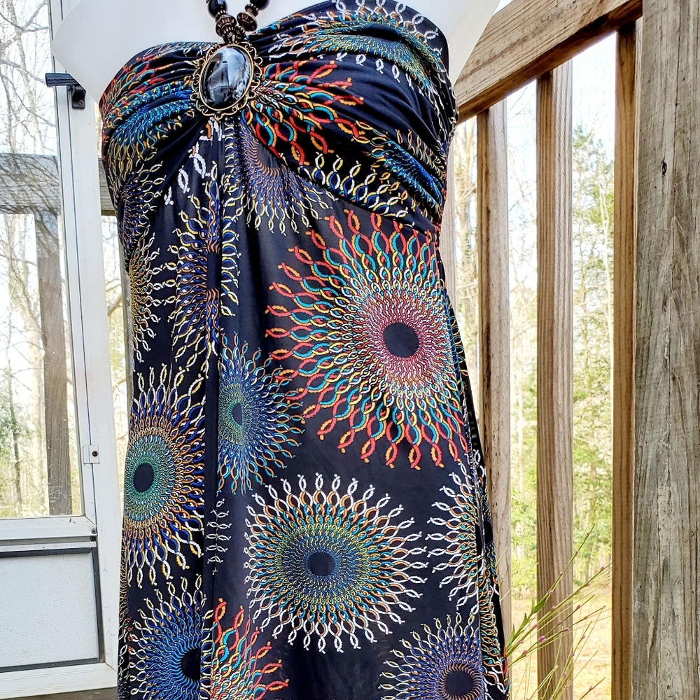 Halter tube top summer dress jeweled neck strap